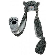 Snow Leopard Plush Hat with Paws
